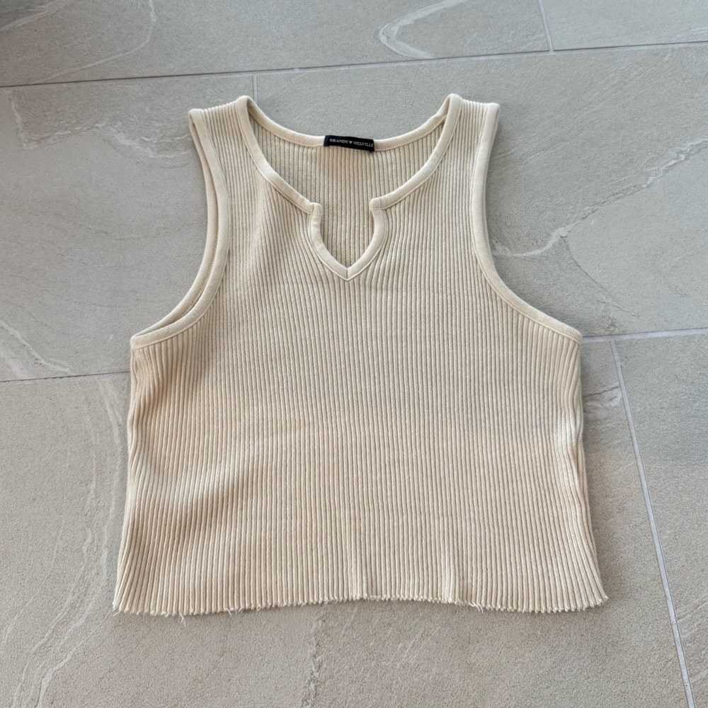 Brandy Melville V-Neck Cream Sweater